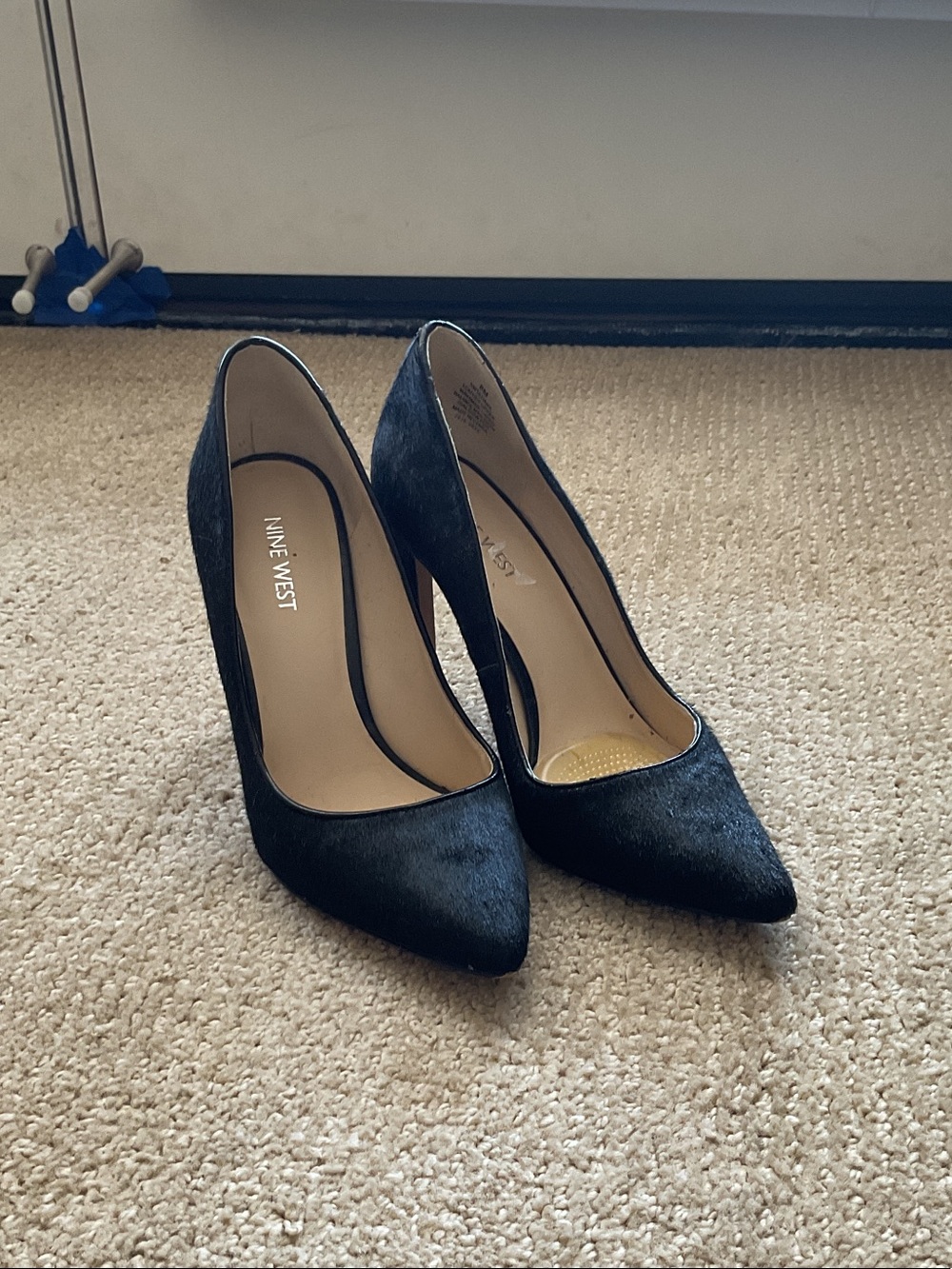 Nine West Black Pony Hair Pointed Toe Heels